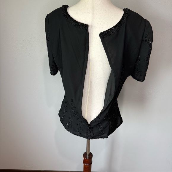 Vintage Elegant Black Beaded Women's Top - Picture 6 of 7